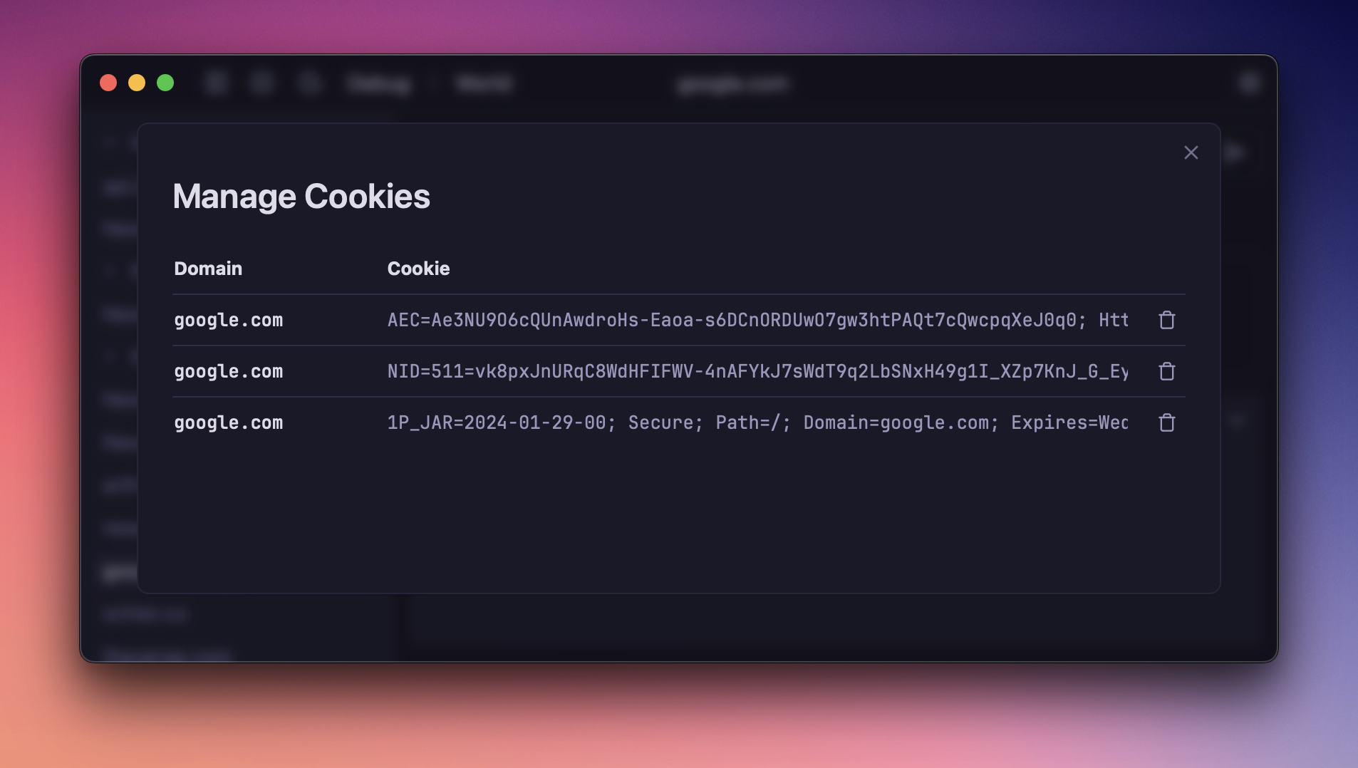 Manage cookies from the new cookie dialog